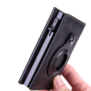 Logo Custom Tracking Tag Slot Minimalist PU Leather <b>RFID</b> Protection Quick Access Card Pop Up Credit Card Holder <b>Wallet</b> for Men - Product Image 1