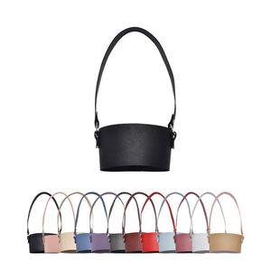 Wholesale Leather Tumbler Sleeve Custom Printed Portable Mini Small Adjustable <b>Glass</b> <b>Cup</b> Holder for Women - Product Image 1