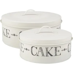 Metalen 2Pc Cake Carrier & Cake Tin Opslag Set Cake Doos