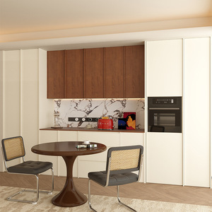 Aparador de Estilo Retro Cremoso Y1, Mueble Modular de Madera de Nogal para Sala de Estar, 900 mm de Altura, 5 Compartimentos, Almacenamiento de Pie - Product Image 2