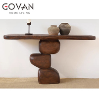 Table console Wabi Sabi en paulownia - Fabriquée à la main, écologique, pour salon et hôtel/villa