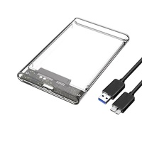 Box esterno trasparente per HDD da 2,5 pollici USB 3.0 SATA, custodia per disco rigido senza attrezzi, box esterno USB 3.0 SATA per HDD da 2,5 pollici