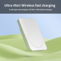 Chargeur portable ultra-fin haute capacité, charge rapide sans fil magnétique, batterie Li-polymère 5000mAh/10000mAh, 15W LED