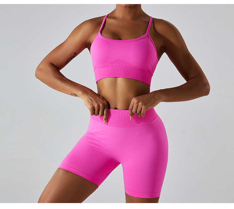 Women's Seamless 2.0 Cloud Yoga Set Solid Sports Wear Workout Outfit Elastic Waist Shorts Front Comfortable Fitness Suits