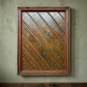 Placa de Pared de Madera de Teca Pintada a Mano |   Arte Folclórico Vintage |   Artesanías de Moradabad |   30x20x1.5 cm |   Aqudus Saleem |   Colores Azul/Dorado/Rojo - Product Image 2