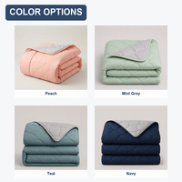 Ensemble de couette réversible Soft Cloud Stitch, couette légère double face gris menthe pour chambre à coucher