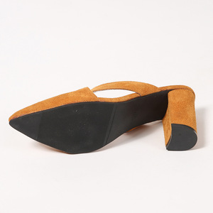 Mules élégantes à talon épais et bout pointu pour femme, en daim ajouré, grandes tailles - Product Image 4