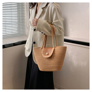 <b>Large</b> Size <b>Beach</b> Straw <b>Bags</b> Handmade Straw Weave Shoulder <b>Bags</b> Women Elegant Handbags - Product Image 2