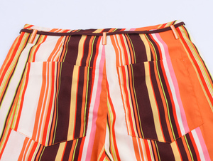<span class=keywords><strong>Pantaloni</strong></span> Lunghi Casual da <span class=keywords><strong>Donna</strong></span> con Stampa a Righe <span class=keywords><strong>Arancioni</strong></span>, Chiusura a Zip e Cintura - Product Image 5