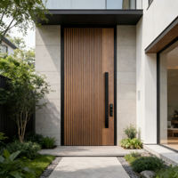 Desain Pintu Masuk Villa Eksterior Kayu Solid Ukiran 3D Modern, Pintu Besar Kustom Kelas Atas untuk Rumah, Pintu Depan Kayu
