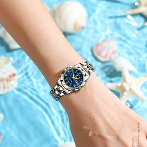 Drioshipping Montre-bracelet de luxe en acier inoxydable pour femmes Boîtier étanche en alliage de quartz lumineux Boîte de style d'affaires à la mode - Product Image 6