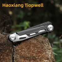 Couteau pliant multifonctionnel Haoxiang DIY EDC - Outil portable d'extérieur en acier inoxydable avec ouvre-bouteille et tournevis 18,2 cm
