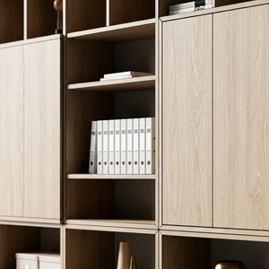 Armoire de classement de luxe massive avec finition en bois de chêne clair et structure foncée pour grand bureau - Product Image 3