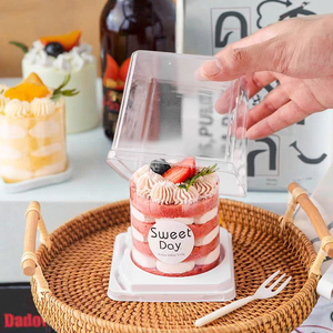 Thuận tiện vuông Bánh hộp bán buôn xách tay mini hộp nhựa bánh Takeaway container với dân gian - Product Image 1