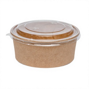 Best Quality Custom Printed Fruit Salad <b>Bowl</b> Pet <b>Lid</b> Kraft Paper Biodegradable Eco-Friendly Oil Water Leak Proof for Food - Product Image 1