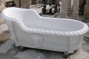 อ่างอาบน้ำหินแกะสลักยุโรปสไตล์ธรรมชาติหินอ่อนอ่างอาบน้ำ <span class=keywords><strong>Lion</strong></span> หัวรูปแบบดอกไม้ - Product Image 4