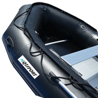 Bateau gonflable en PVC de 2m à 8m de longueur avec plancher en aluminium de couleur noire