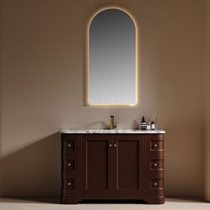 Mueble de Baño Moderno con Acabado Lacado, Resistente al Agua, con Espejo Inteligente y Lavabo de Cerámica para Apartamento - Product Image 1