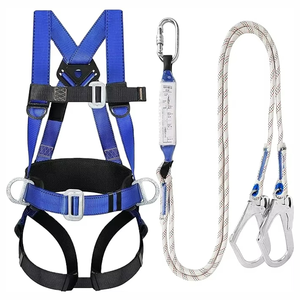Kit pengaman jatuh, <span class=keywords><strong>Harness</strong></span> keselamatan biru, digunakan di atap seluruh bodi dengan tali Lanyard penyerap guncangan Internal - Product Image 2