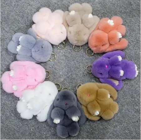 2021 Cute Plush Bunny Keychain Toy Fur Pom Pom Angel Rabbit Key Ring Hare Pompom Plush Dolls Toy Girls Bag Car Key Pendant 13センチメートル