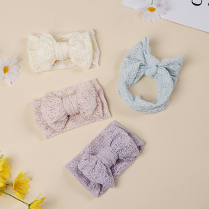 Diadema de encaje de doble capa DIY para bebé, con lazo grande bordado, protección para la fontanela, banda ancha para la cabeza, accesorios para el cabello estilo princesa - Product Image 1