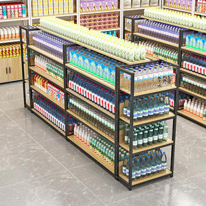 رفوف مزدوجة الوجهين تركيبة مجانية متعددة الطبقات وجبة خفيفة سوبر ماركت الحديد رف خشبي - Product Image 5