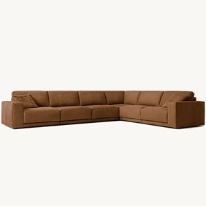 Sofá de lujo de gama alta para el hogar, sala de estar, muebles seccionales de cuero, sofás modulares en forma de L - Product Image 1