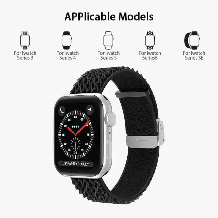 Cinturino Smart Watch in Nylon con fibbia in metallo a doppia sezione modello Wave per Apple Watch Series 7 6 5 4 3 per cinturino orologio Iwatch