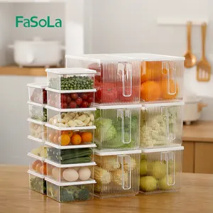 FaSoLa شفافة البلاستيك الثلاجة صندوق تخزين كبيرة مانعة للتسرب حاويات تخزين الطعام مع الأغطية مقابض منظم مطبخ