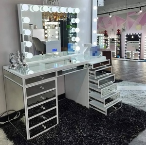 Tocador de Maquillaje Blanco de Lujo Estilo Americano con 13 Cajones, Espejo con Bluetooth y Bombilla LED, Venta al por Mayor de Fábrica - Product Image 3