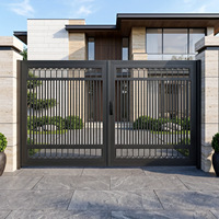 Portail Moderne en Aluminium à Double Battant pour Allée/Cour, Antivol, Insonorisé, Personnalisé, Revêtement Poudré, Entrée de Jardin en Métal