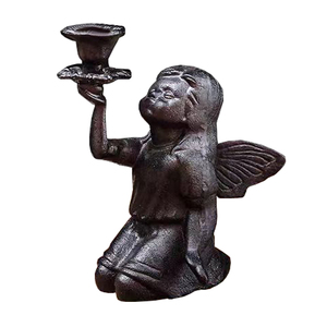 Vintage Cast Iron Angel Candlestick Holder Antique <strong>Gothic</strong> <strong>Candle</strong> Stand Rustic Black Taper Candleholder for Home Decor - Product Image 1