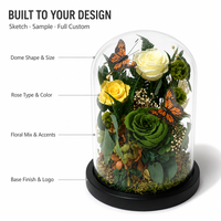 Lovebay Nouveau Design Papillon avec Rose Éternelle sous Cloche en Verre Fleurs Stabilisées Fleurs Conservées dans un Couvercle en Verre