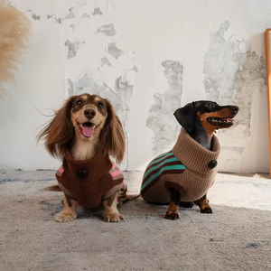 Pakaian hewan peliharaan desain khusus. Sweter rompi musim dingin hangat tebal Sweater Vintage bergaris klasik untuk natal anjing anjing Dachshunds. - Product Image 3