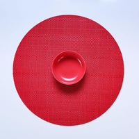 Set de table rond, sets de table circulaires en vinyle tissé, personnalisables, couleur disponible : gris, vert, bleu marine, rouge, blanc