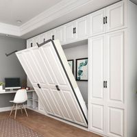 Lit Murphy moderne sur mesure, pliable, modulaire, taille Queen et King, lit mural dissimulé pour gagner de la place avec armoire et rangement