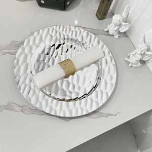 European-style Electroplated Silver Plastic Charger <b>Plate</b> for Weddings - Product Image 4