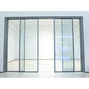 Portes coulissantes automatiques en alliage d'aluminium ultra-étroites et robustes avec verre trempé, isolation acoustique, pour villa, salon, hôtel - Product Image 3