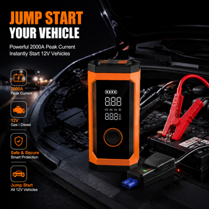 6-in-1 Portable Jump Starter Tire Inflator 150PSI Air Compressor 12V <b>Car</b> Battery Charger LED Light Power Bank Tool OEM ODM - Product Image 5