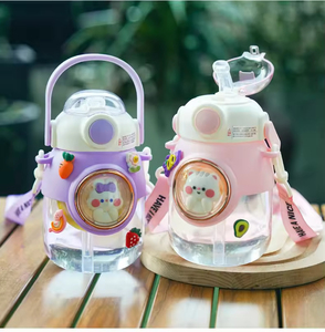 NEW <b>Large</b> Capacity 820ml Cute Cartoon Portable Student Plastic <b>Cups</b> with Straw Girls Kids Sports Plastic Water Bottle - Product Image 5