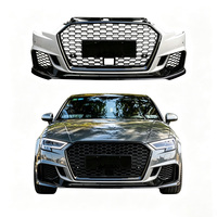 Kit de Parachoques Delantero Estilo RS3 para Audi A3 S3 8V.5 2017-2020, Rejilla de Panal de Abeja, Agujeros Preperforados para ACC