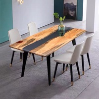 Table en résine époxy 6ft * 3ft avec dalle d'arbre de pluie séchée au four jambes d'épingle à cheveux Mini commande 1 pièce