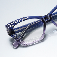 Monture de lunettes optiques anti-lumière bleue Partagas TR90 style œil de chat avec charnières à ressort et branches à broches pour femmes