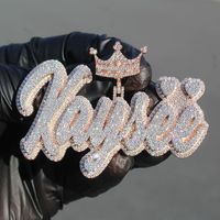 Bijoux hip-hop personnalisés en argent 925 Prog GRA VVS Moissanite Pendentif personnalisé avec nom en écriture cursive