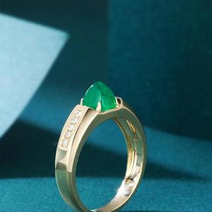 Anillo Pan de Azúcar Esmeralda Natural de <span class=keywords><strong>1</strong></span> <span class=keywords><strong>Quilate</strong></span> - Estilo Unisex con Oro de 18K y Diamantes Naturales - Product Image 2