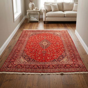 Tapis en laine tissé à la main Kashan, motif élégant au charme du monde ancien, tapis artisanal de haute qualité - Product Image 3