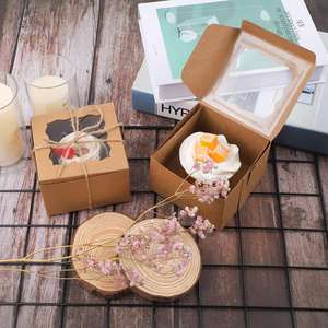 Contenitore per torta usa e getta in carta Kraft con scatola per pasticceria trasparente - Product Image 3