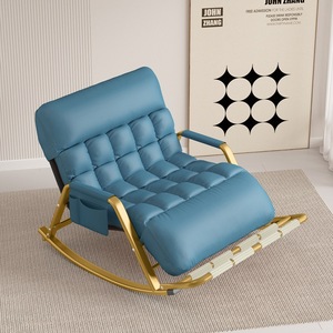 Modern Oversized Tufted Faux Leather Rocking Chair with Side Pocket Plush Padding <strong>Glider</strong> Chair for Living Room Bedroom - Product Image 2