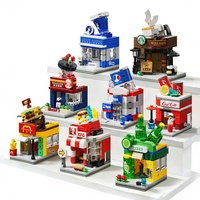 8 en 1 Blocs de construction de scène urbaine, modèle de mini-boutique commerciale, briques MOC, jouet de construction de scène urbaine, vente en gros