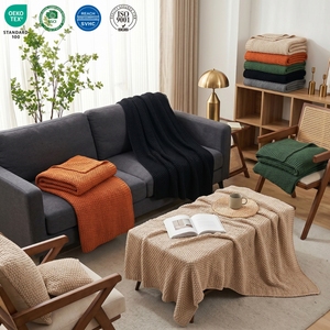 Plaids tricotés très demandés, couvertures personnalisées en coton pour la décoration de chambre, idéales pour la détente, utilisables en toutes saisons, plaids fins - Product Image 2